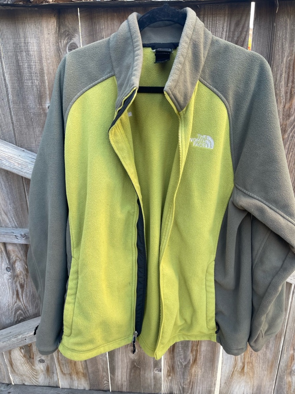 Vintage The North Face Fleece Jacket Men’s XL Neon Green Gray Full Zip Y2K